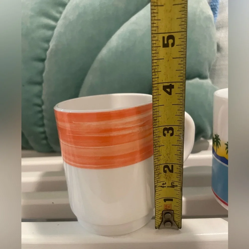 VTG Set Of 2 Arcoroc Brush Orange &‎ Tia Maria Arocpal France Coffee Tea Mugs RH